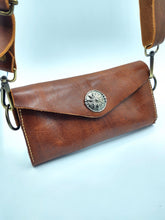 Load image into Gallery viewer, Veg Tan Convertible Wristlet Clutch/Shoulder Bag
