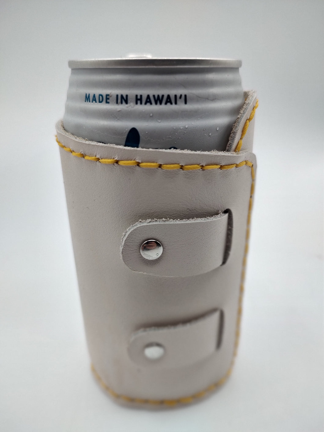 White Leather Can Coozie